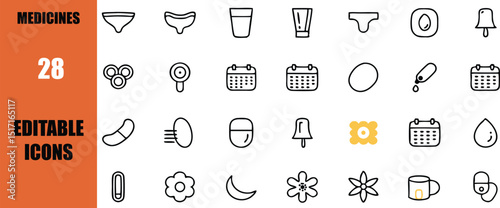 Collection of medical and healthcare icons for medicine and health related projects design and presentation needs