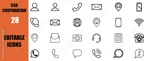 Collection of communication icons set contact us icons vector graphic design elements for website and app