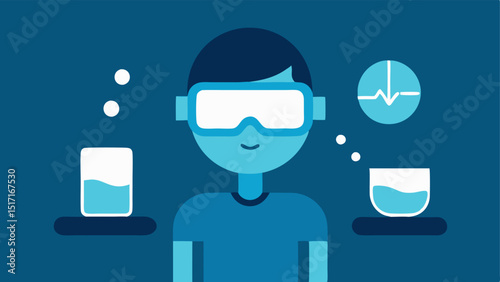 Hydration Reminder A person exercising with smart glasses showing notifications to hydrate illustrated by a water glass icon and hydration levels.