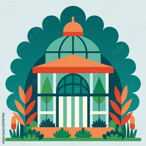 Detail of a botanical garden vector landscape background.