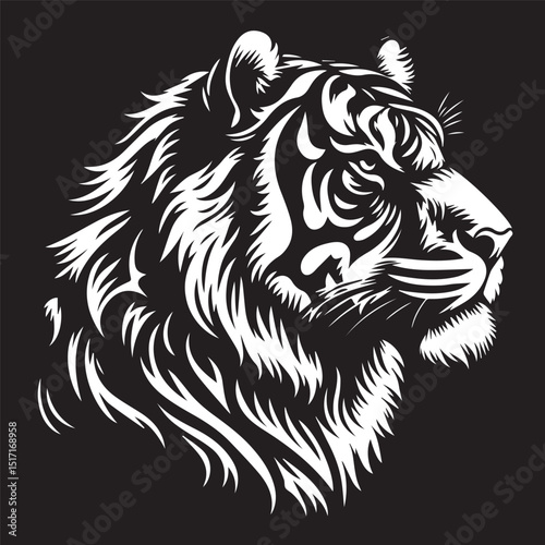 Wallpaper Mural tiger silhouette, editable vector image Torontodigital.ca