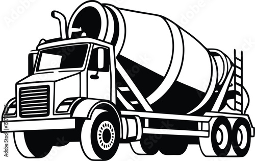 Cement Truck Silhouette Vector  ,truck with trailer