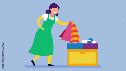 Bargain Hunting A shopper excitedly holding a colorful dress rummaging through a large donation box labeled SecondHand Treasures.