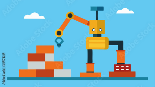 Construction Site Assistance A constructionfocused robot autonomously lifting and moving construction materials like bricks and steel beams on a job site highlighting its robust