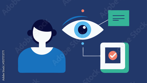 Iris Scan Payment A person looking into a device resembling an eye scanner with a floating graphic overlay illustrating the scanning process and a notification confirming payment.