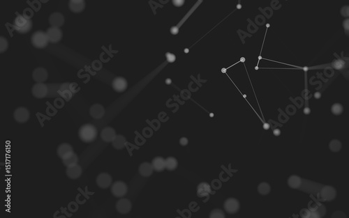 Fototapeta Naklejka Na Ścianę i Meble -  Abstract background. Molecules technology with polygonal shapes, connecting dots and lines. Connection structure. Big data visualization.