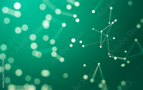 Fototapeta Naklejka Na Ścianę i Meble -  Abstract background. Molecules technology with polygonal shapes, connecting dots and lines. Connection structure. Big data visualization.