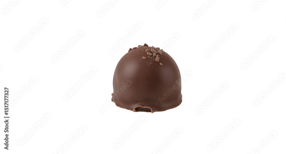Obraz premium Single Milk Chocolate Truffle with Sprinkled Topping on Transparent Background, Ideal for Valentine's Day, Sweet Treat, Delicious Dessert, Isolated Confection, Realistic Clipart