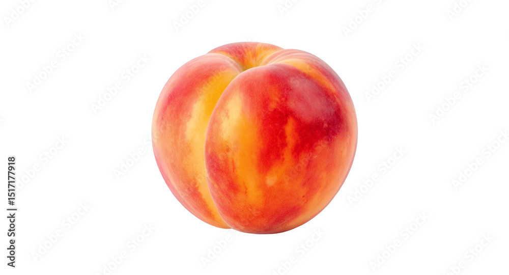 Fototapeta premium Vibrant Single Peach Close Up with Realistic Red and Yellow Skin Isolated on Transparent Background Perfect for Clipart Designs and Summer Healthy Eating Concepts