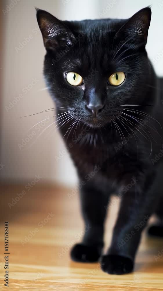 Vertical video Close up black cat Vertical video Close up black cat
