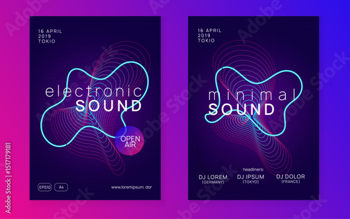 Edm Design. Nightclub Disco Illustration. Pink Night Club Poster. Music Banner. Green Sound Event. Fest Concert Graphic. Trance Invite. Blue Edm Design