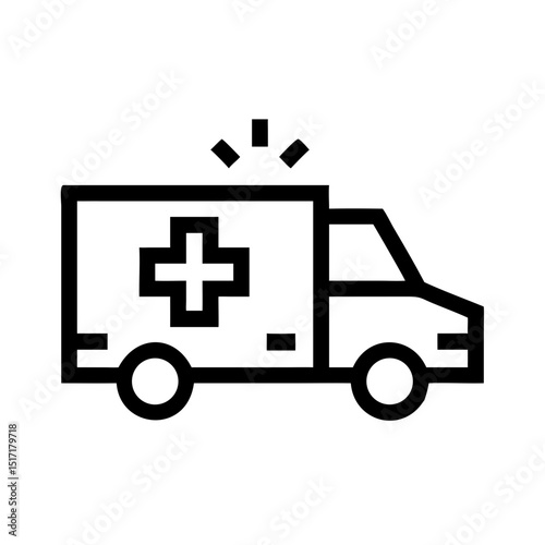 Ambulance Line Icon – Emergency Medical Transport Vehicle Symbol for Healthcare Design