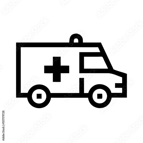 Ambulance Line Icon – Emergency Medical Transport Vehicle Symbol for Healthcare Design