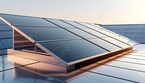 Rooftop solar panels convert sunlight into clean, renewable electricity, harnessing the sun's power for a greener environment