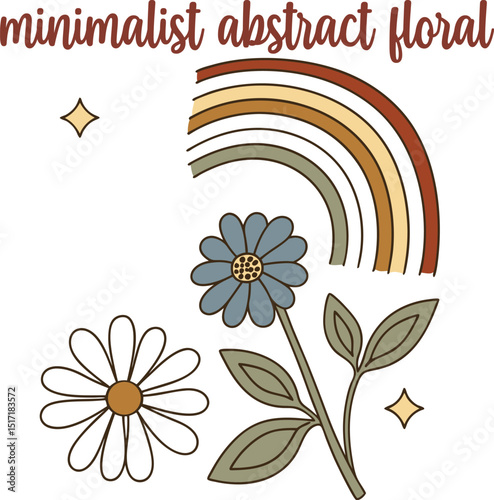 Minimalist Inspirational Flower and Rainbow Vector Design