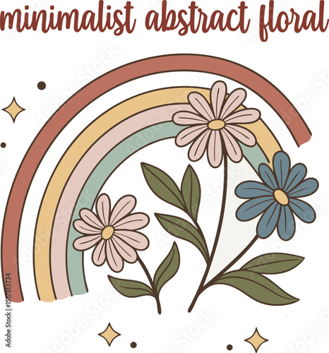 Minimalist Inspirational Flower and Rainbow Vector Design
