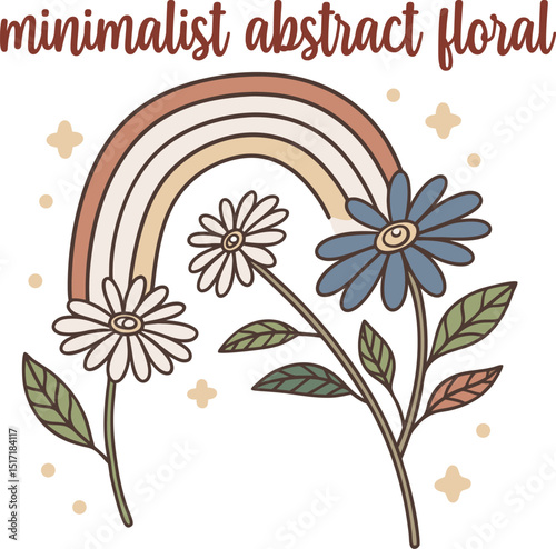 Minimalist Inspirational Flower and Rainbow Vector Design