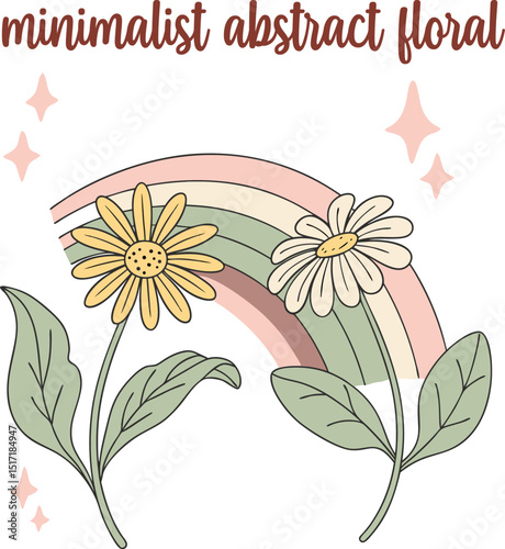 Minimalist Inspirational Flower and Rainbow Vector Design