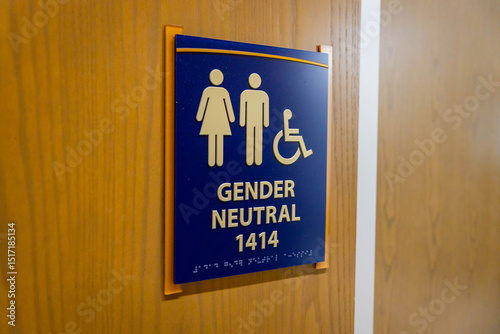 Gender Neutral Bathroom Sign Close Up