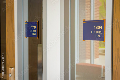 Lecture Hall Sign Close Up at Educational Institution