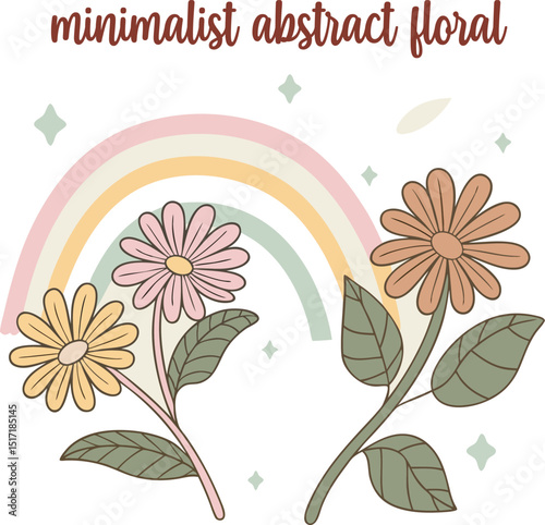 Minimalist Inspirational Flower and Rainbow Vector Design