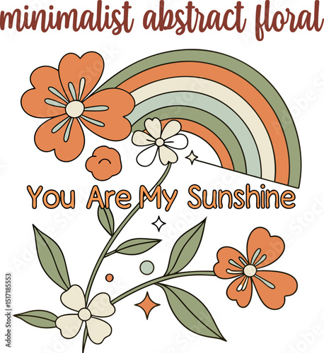 Minimalist Inspirational Flower and Rainbow Vector Design