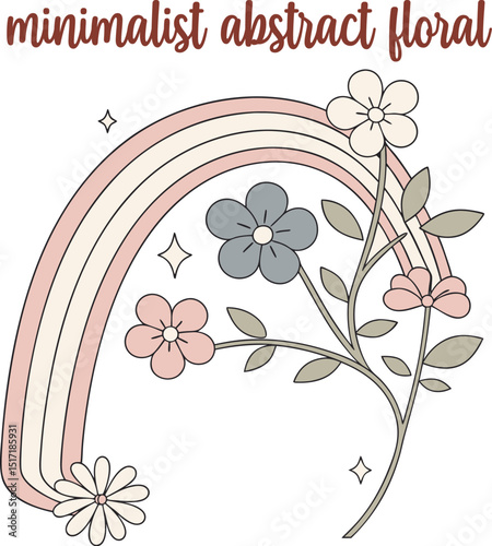 Minimalist Inspirational Flower and Rainbow Vector Design