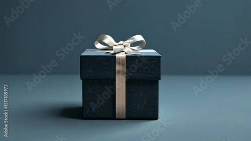 Elegant Dark Blue Gift Box with Silver Ribbon