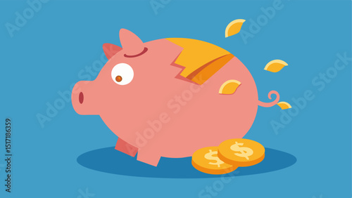 Broken Piggy Bank A cracked piggy bank with coins spilling out representing the end of mindless spending decisions.
