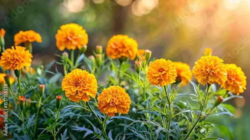 Marigolds in Sunlight: A Vibrant Floral Display