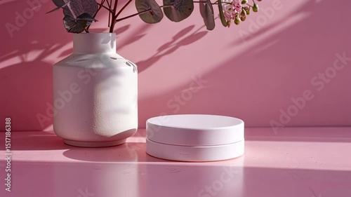 Elegant Pink Aesthetic: Cosmetic Product Mockup with Floral Accents
