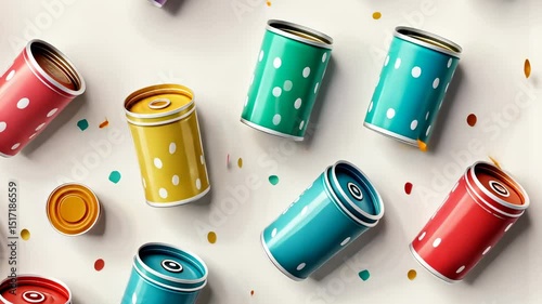 Colorful Polka Dot Cans Festive Pattern Background