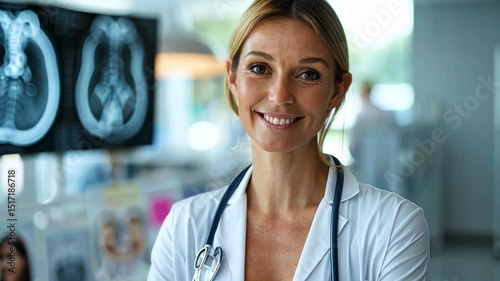 Confident Female Doctor Portrait in Hospital Setting