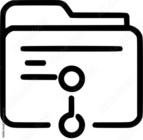 A file folder with two circular symbols connected by a vertical line and two horizontal lines