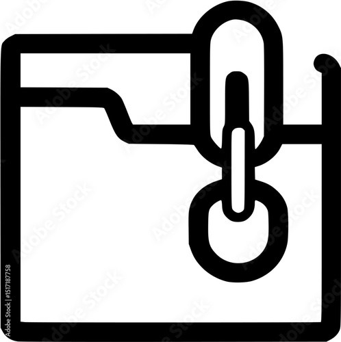 A line art icon depicts a folder with a threelink chain attached indicating a connection or linking function