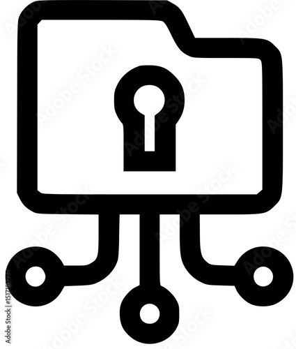 A stylized icon shows a folder with a keyhole connected to three nodes via thick lines