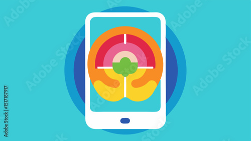 Highlighting Areas A closeup of a mobile device where the tablet screen shows an MRI result with selected highlighted areas marked in bright colors with labels for clarity.