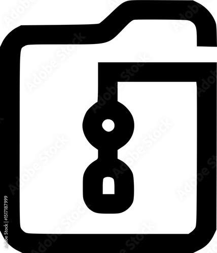 Black outlined file icon featuring a key inside rendered on a white background