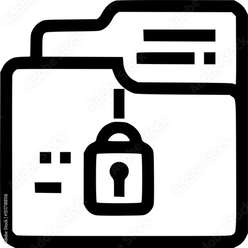 Icon showing a secured folder with a padlock likely representing data encryption