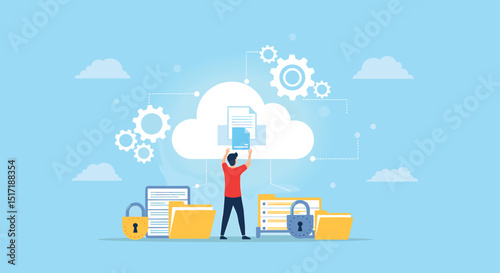 Cloud Computing, Data Storage, and Digital Data Management Concept