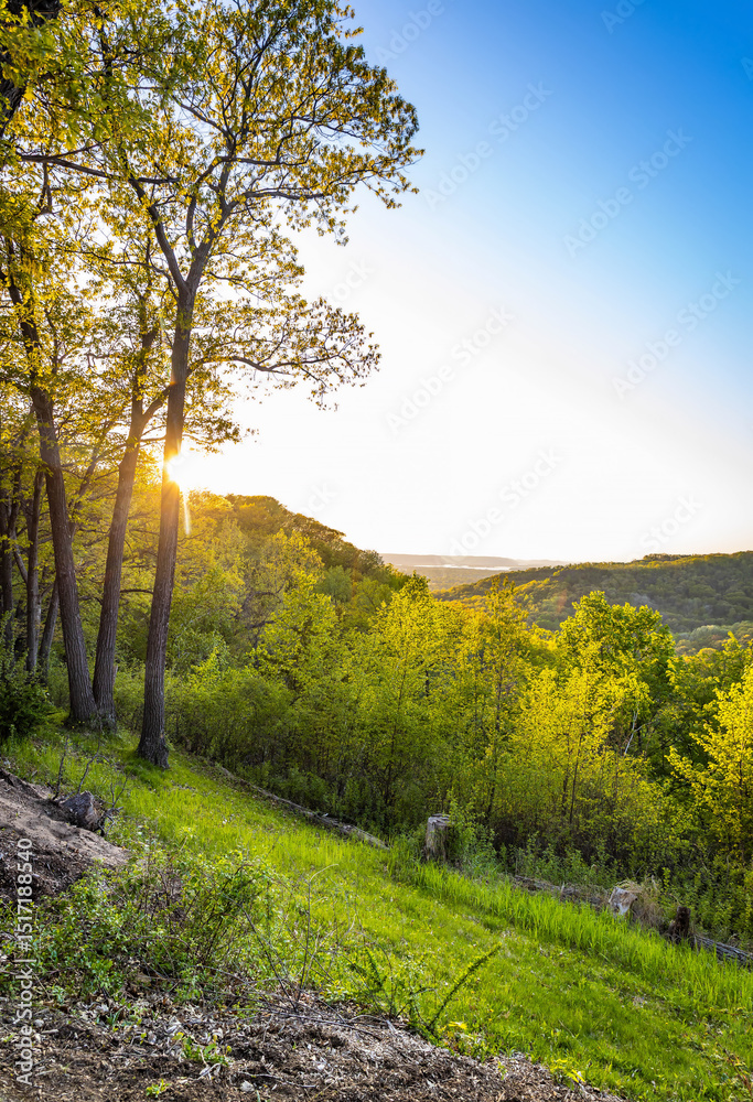 Fototapeta premium Sunset overlook from Grandad Bluff La Crosse Wisconsin