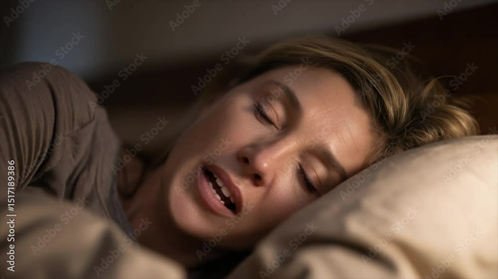 A woman in her 40s lying in bed at night A woman in her 40s lying in bed at night