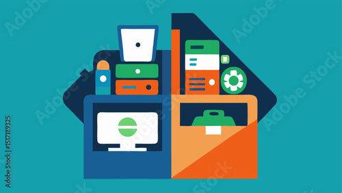 Before and After A split illustration showing a cluttered drawer filled with old electronics on one side and a clean organized space with new gadgets on the other emphasizing the
