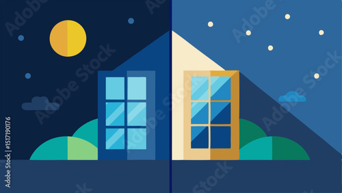 Day and Night Cycle A dualscene illustration showing the same building during day and night highlighting how the smart glass darkens during bright sunlight and becomes transparent