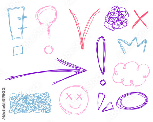 Ballpoint pen colored pencil doodle symbol