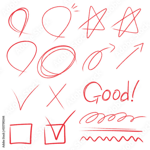 Colored pencil grading line lettering symbol
