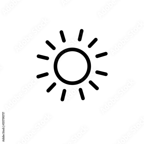 Sun icon, sign and symbol icon. Minimalist vector line art. Hand drawn illustration, For icon interface, banner, layout, social media post, flyer and mobile apps.	