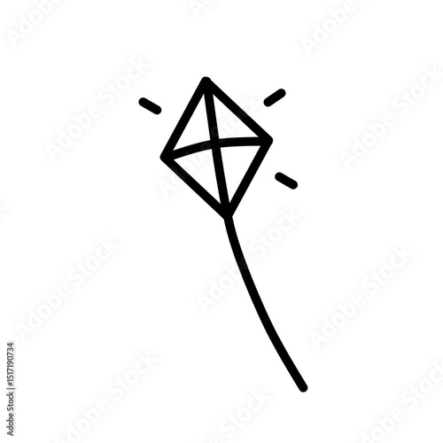 Kite icon, sign and symbol icon. Minimalist vector line art. Hand drawn illustration, For icon interface, banner, layout, social media post, flyer and mobile apps.