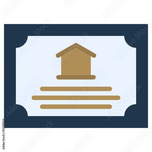 Home Certificate Icon, Flat Design Style Icon Symbol