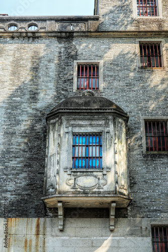 Foshan city, Guangdong, China. Wu Family Courtyard, now the Jiujiang Overseas Chinese Museum in Nanhai district. A rare combination of Chinese Lingnan and Western styles characteristics.	